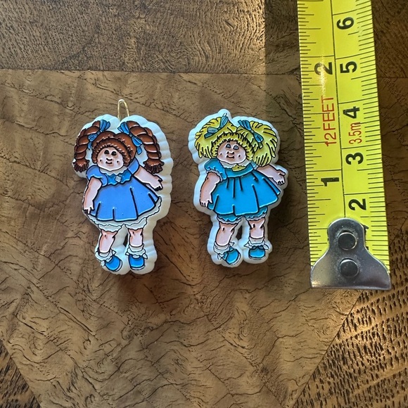 Vintage 1983 Cabbage Patch Kids Pair of Barrettes Blue Dress Hair Clips - Picture 8 of 8